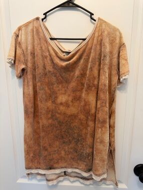 We The Free Short Sleeve Velvety Top in Orange Hues